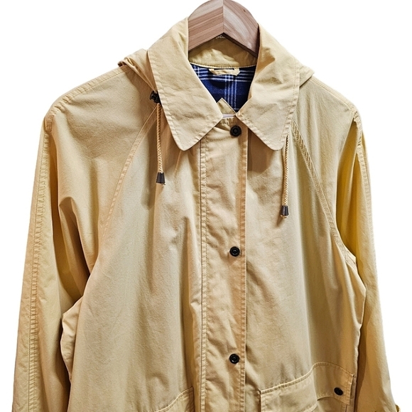 London Fog Soft Yellow Trench Coat With Detachable Hood Size Medium Pockets - Picture 4 of 14